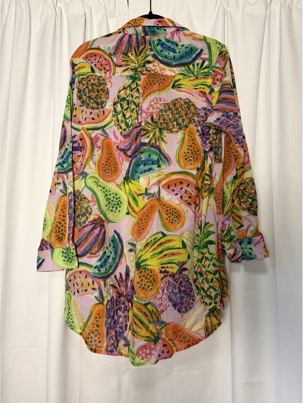 Anthropologie True Destinations Cotton Colorful Fruit Printed Tunic Blouse Med. - Picture 2 of 7